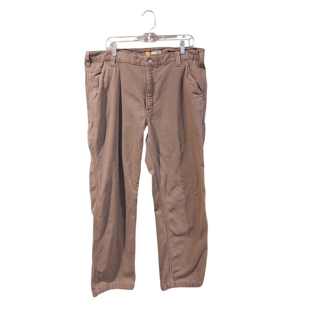 Carhartt Lined Relaxed Fit Canvas Work Pants Mens 42x30 Brown Utility Carpenter
